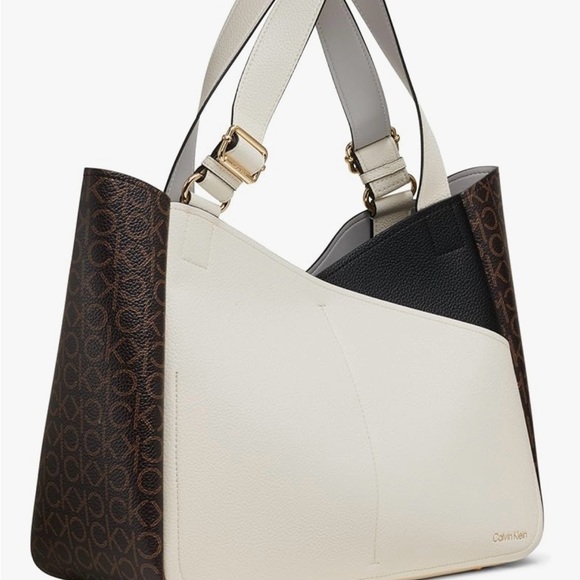 Calvin Klein Handbags - Calvin Klein Elegant Cream and Brown Tote
